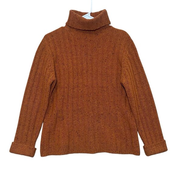 Garnet Hill Sweaters - Garnet Hill Women’s Wool Blend Turtleneck Sweater Long Sleeve Size Medium Orange